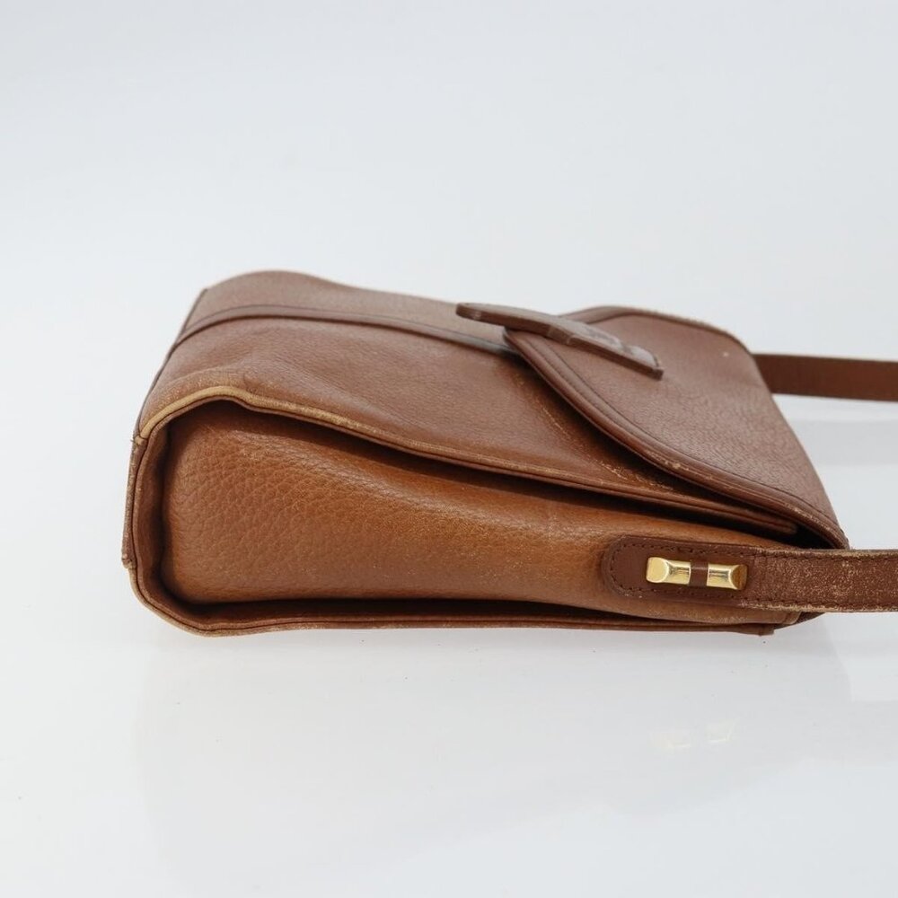 Authentic Burberrys Shoulder Bag Leather Brown Gold - Picture 10 of 16
